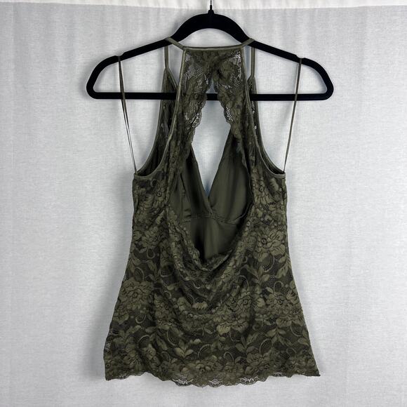 Guess Top Babydoll Green Lace Cami Tank Forest Fairy Goblincore Y2K Grunge Boho - Picture 3 of 7